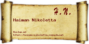 Haiman Nikoletta névjegykártya